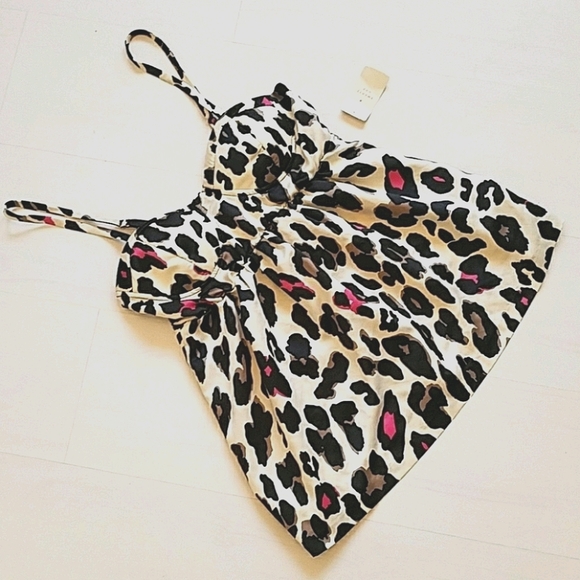 Colorful Babydoll Leopard Animal Print Lisa Frank Top Shirt - Picture 1 of 3